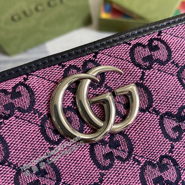 Gucci新款包包 古馳女士長錢包 Gucci粉帆布拉鏈長夾 443123  ydg3288